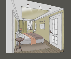Заказать  через Интернет персональный Блиц-проект интерьеров жилого пространства в г. Стрий  . Спальня 15м2.